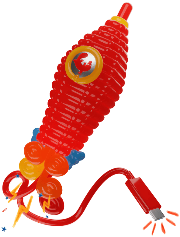 Balloon rocket with USB-C end