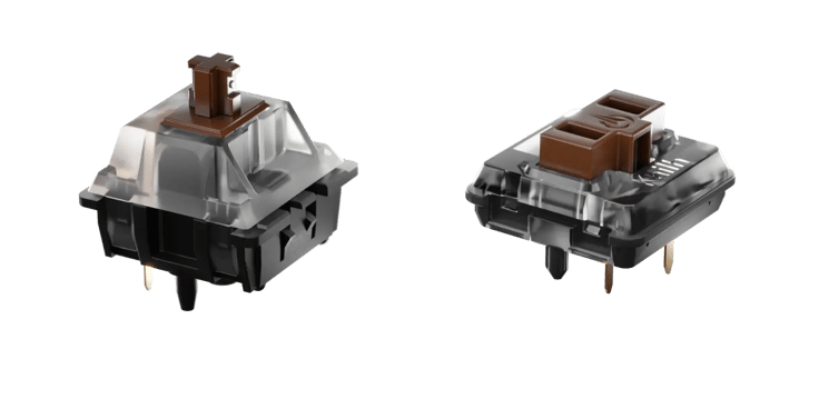 MX-style switch on the left, choc switch on the right