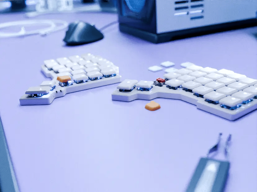 Close up of the Voyagers with the printed keycap