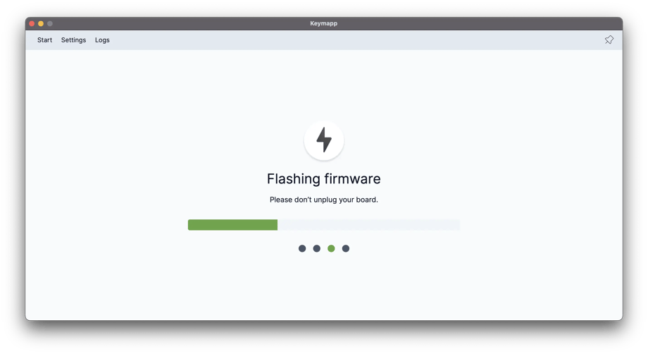 Keymapp screen: Flashing firmware